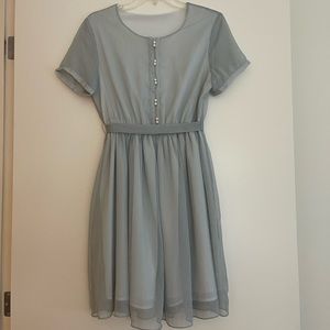 Capped sleeve dress. Size Large. Color: Light Blue/Powder Blue/ French Blue.